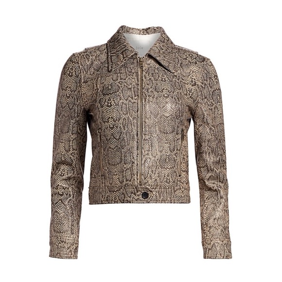 Joie snakeskin Abraham leather jacket- gravel -NWT‼️ BLACK FRIDAY SALE‼️ - Picture 3 of 16